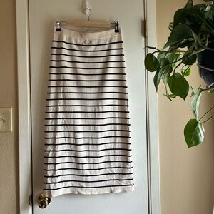 Zara Black and White Striped Pencil Skirt